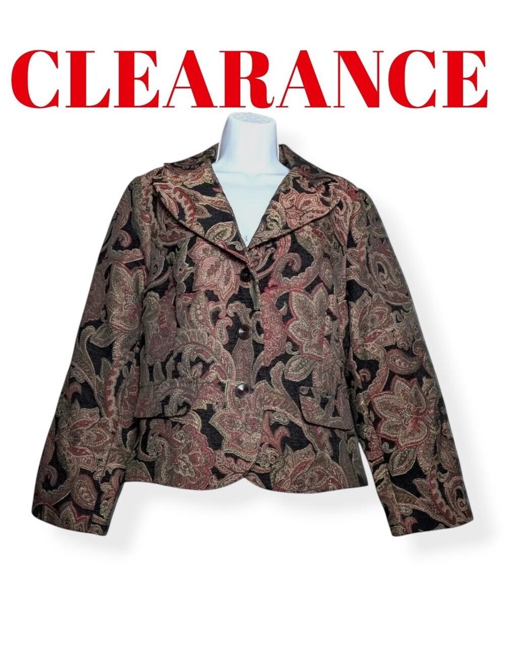 Dressbarn Metallic Floral Paisley Blazer Vintage Tapestry Jacket NO OFFERS